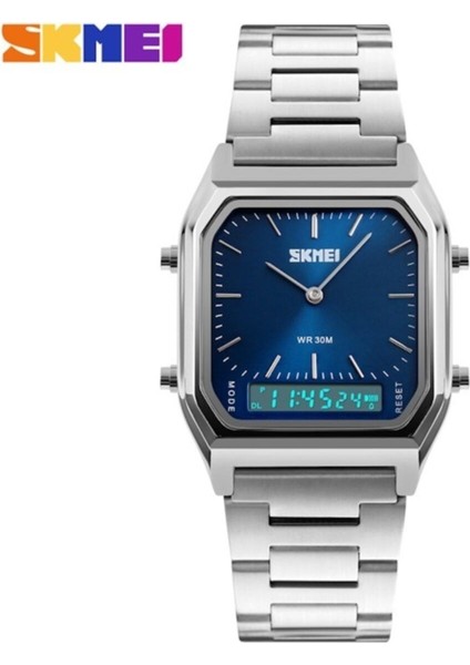 Skmeı 1220 Erkek Mavi Tasarım Analog-Dijital Kol Saati
