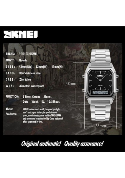 Skmeı 1220 Erkek Mavi Tasarım Analog-Dijital Kol Saati indirimleri