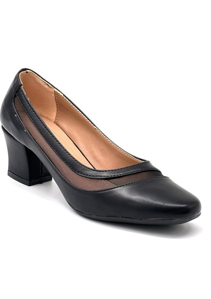 Papatya Kısa Topuklu Kadın Ayakkabı Siyah