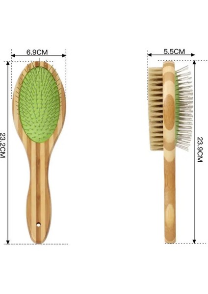 Köpek Fırçası Bambu Köpekler Tarak Çift Taraflı Köpekler Saç Fırçası Evcil Hayvan Tımarlama Masaj Tarak Paslanmaz Çelik Köpek Saçları Sökücü Malzemeler (Yurt Dışından)