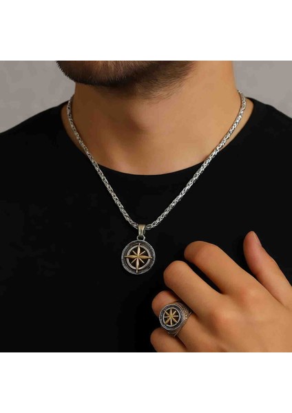 4 Milim Kral Zincir Bileklik ve Pusula Kolye Ucu Kombini fiyatları