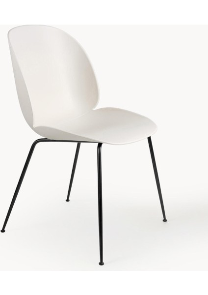 Beetle Plastik Sandalye - Bej, Mat Siyah Ayaklı