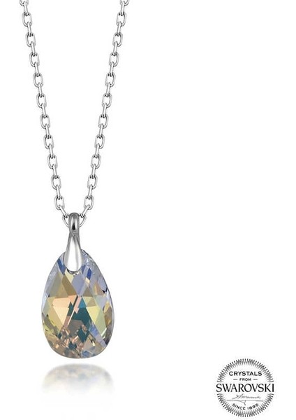 Swarovski Crystal Taşlı Damla Gümüş Kadın Kolye