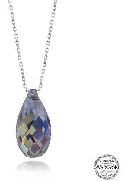 Swarovski Crystal Taşlı Drop Kesim Gümüş Kadın Kolye