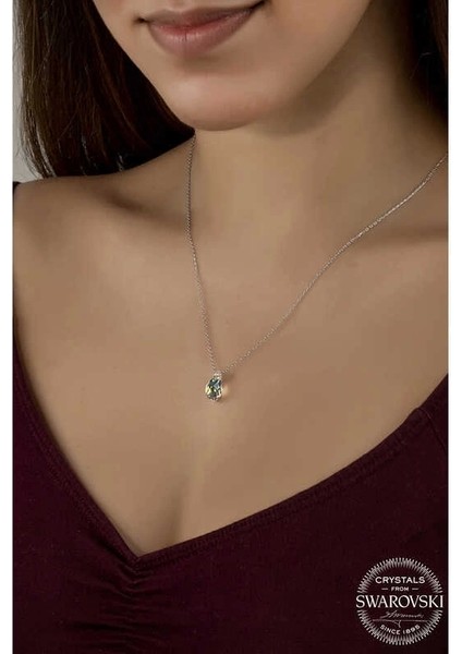 Swarovski Crystal Taşlı Drop Kesim Gümüş Kadın Kolye fiyatları