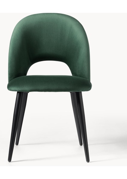 Rachel Kadife Döşemeli Sandalye: Koyu Yeşil, Retro Tarz, Siyah Ayaklı fırsatları