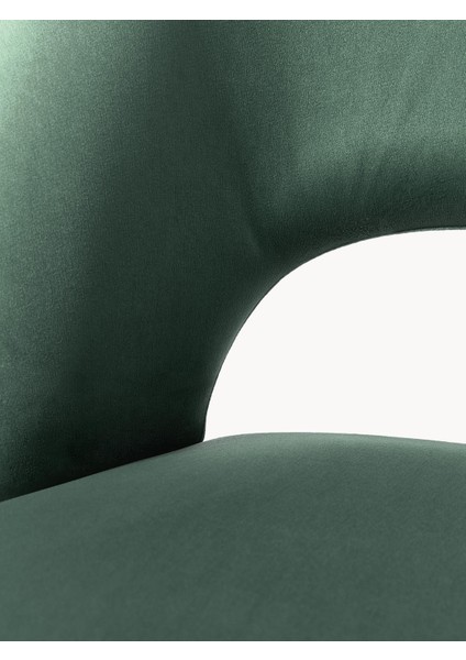 Rachel Kadife Döşemeli Sandalye: Koyu Yeşil, Retro Tarz, Siyah Ayaklı