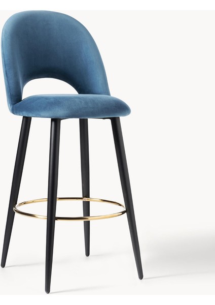 Rachel Kadife Bar Taburesi: Mavi, Retro Tarz, 100 cm Bar Tezgahları Için Ideal fiyatları