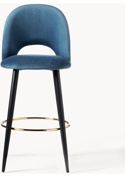 Rachel Kadife Bar Taburesi: Mavi, Retro Tarz, 100 cm Bar Tezgahları Için Ideal indirimleri