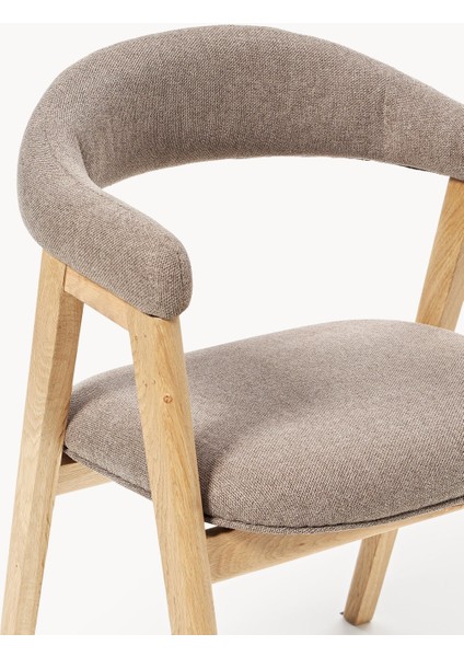 Nik Kollu Sandalye - 35.000 Martindale Kumaş, Yağlı Meşe Gövde, Ergonomik Tasarım