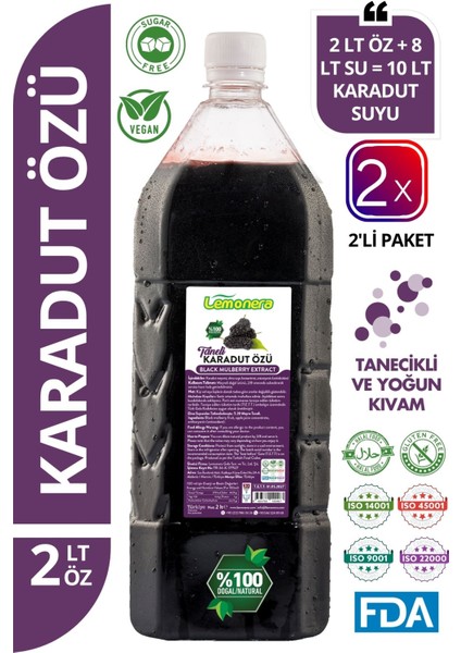 Karadut Özü 2 Lt (2700G) Taneli, %100 Doğal Katkısız Şeker Ilavesiz