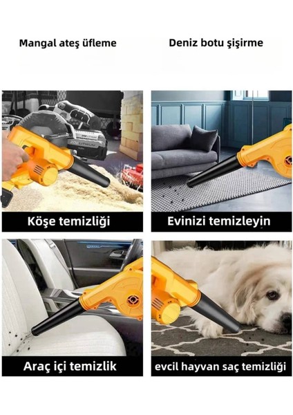Çift Akülü Hava Üfleme Kompresör, Yaprak , Mangal Üfleme , Bot Şişirme, Toz Temizleme