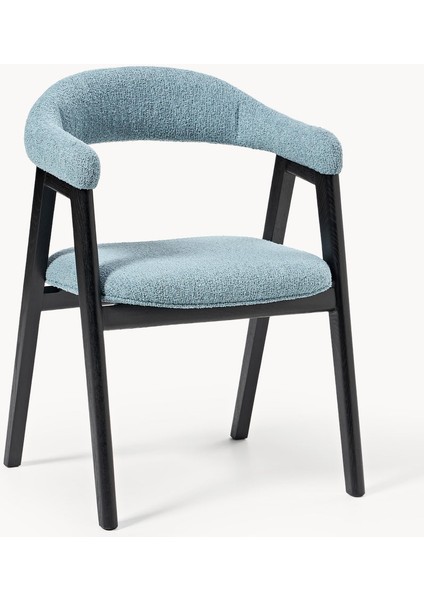 Nik Kollu Sandalye – Koyu Meşe Gövde, Yumuşak Off White Döşeme, Dinamik ve Modern Tasarım