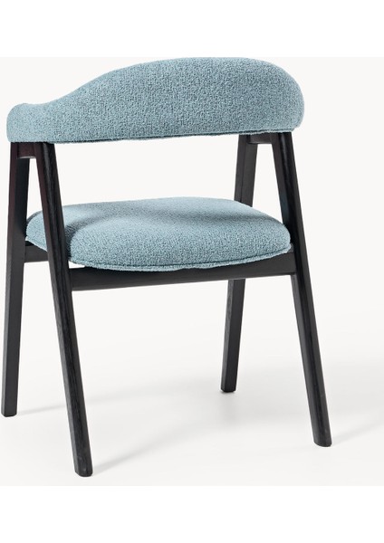 Nik Kollu Sandalye – Koyu Meşe Gövde, Yumuşak Off White Döşeme, Dinamik ve Modern Tasarım