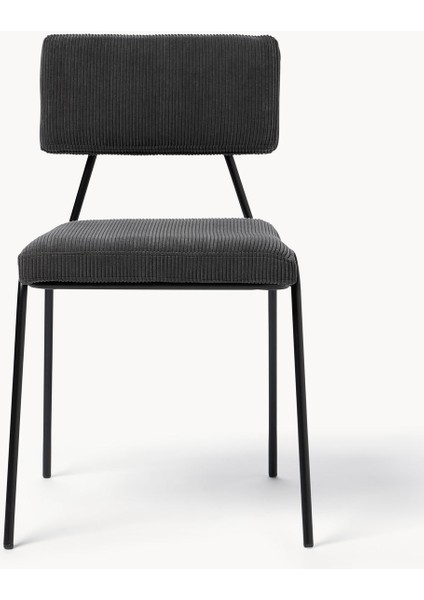 Mats Kadife Cord Kumaş Sandalye Seti (2 Adet) - 40.000 Martindale, Metal Ayaklı, Modern fırsatları