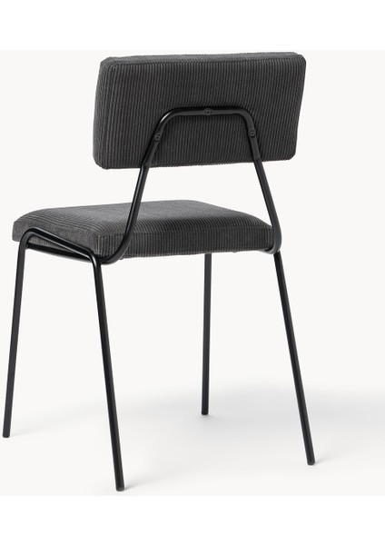 Mats Kadife Cord Kumaş Sandalye Seti (2 Adet) - 40.000 Martindale, Metal Ayaklı, Modern