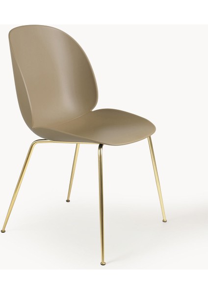 Beetle Plastik Sandalye - Siyah, Parlak Altın Ayaklı