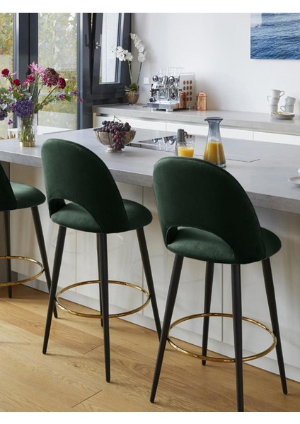 Rachel Kadife Bar Taburesi: Açık Gri, Retro Tarz, 100 cm Bar Tezgahları Için Ideal modelleri