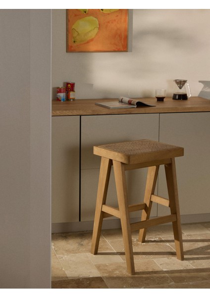 Sissi Viyana Hasır Bar Taburesi – Açık Ahşap Iskelet, Bej Oturak fiyatları