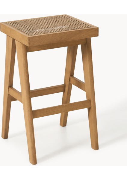 Sissi Viyana Hasır Bar Taburesi – Açık Ahşap Iskelet, Bej Oturak