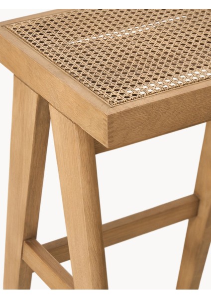 Sissi Viyana Hasır Bar Taburesi – Açık Ahşap Iskelet, Bej Oturak