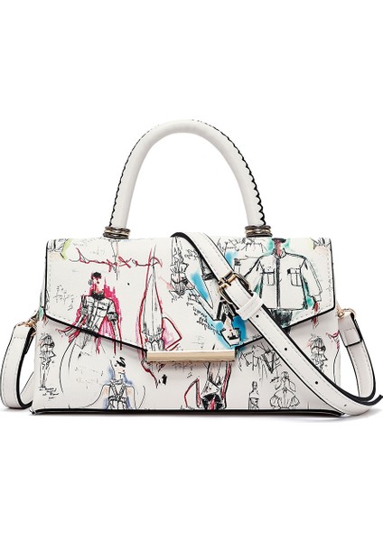 Kadın Krem Uzun Askılı Baskılı Kol Çantası 25SBD252426