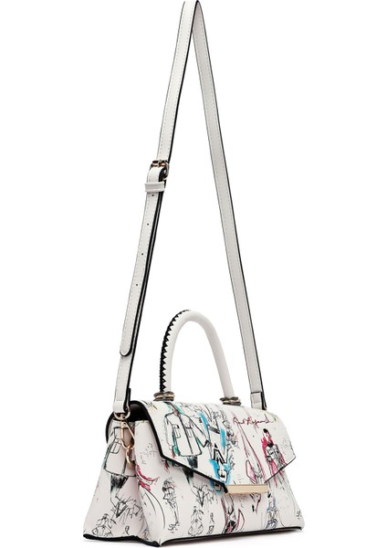 Kadın Krem Uzun Askılı Baskılı Kol Çantası 25SBD252426