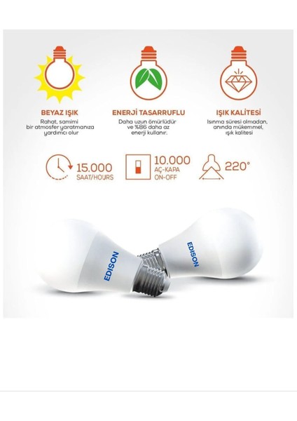 LED Ampul Beyaz Renk 9 Watt Tasarruflu 2li Paket Ampül modelleri