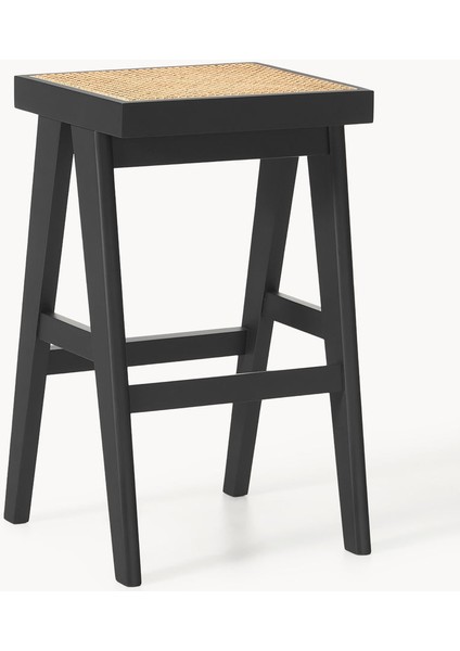 Sissi Viyana Hasır Bar Taburesi – Koyu Ahşap Iskelet, Bej Oturak