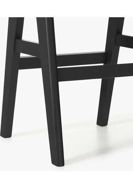 Sissi Viyana Hasır Bar Taburesi – Koyu Ahşap Iskelet, Bej Oturak