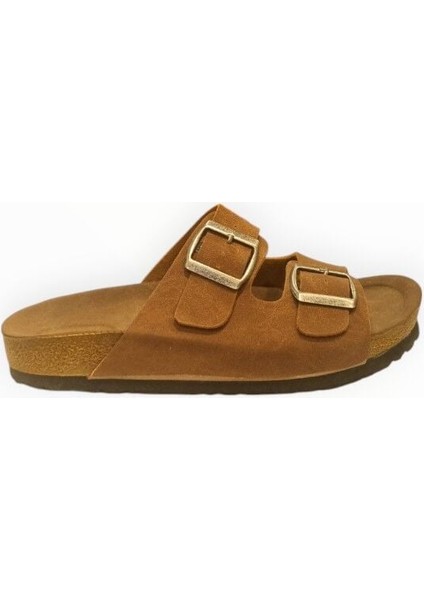 Kadın Çift Bant Nubuk Terlik Taba - 39