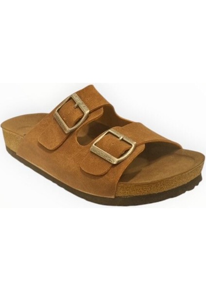 Kadın Çift Bant Nubuk Terlik Taba - 39 fiyatları