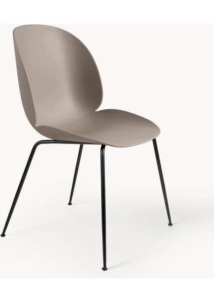 Beetle Plastik Sandalye – Nougat Rengi Oturak, Mat Siyah Bacaklar