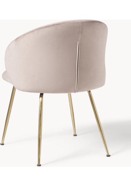 Luisa Döşemeli Sandalye Seti (2’li) – Taupe & Bej Kumaş, Siyah Metal Ayaklı