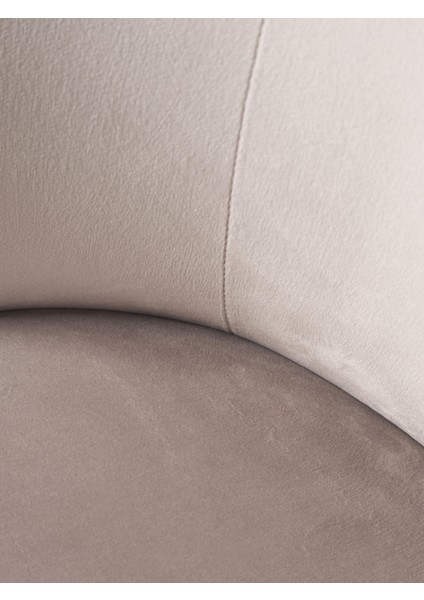 Luisa Döşemeli Sandalye Seti (2’li) – Taupe & Bej Kumaş, Siyah Metal Ayaklı