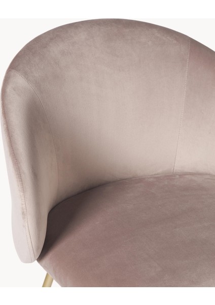 Luisa Döşemeli Sandalye Seti (2’li) – Taupe & Bej Kumaş, Siyah Metal Ayaklı