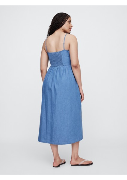 Kadın Denim Mavi Denim Maxi Elbise modelleri