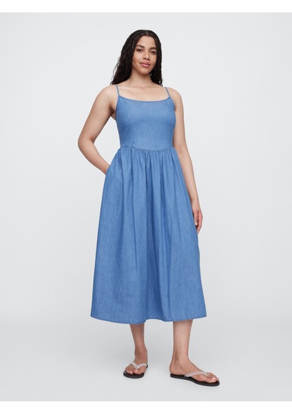 Kadın Denim Mavi Denim Maxi Elbise fırsatları