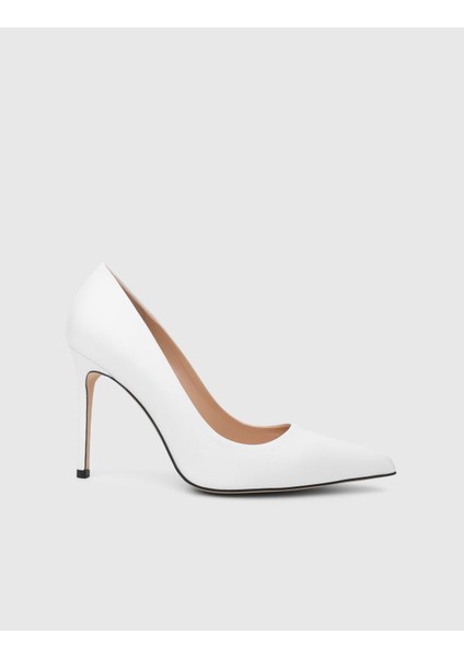 Linz Hakiki Deri Beyaz Kadın Stiletto modelleri