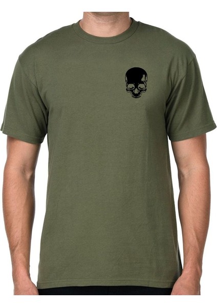 Alfa Kurukafa Skull Göğüs Logo Baskılı tişört