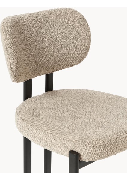 Adrıen Bouclé Kumaşlı Modern Yemek Sandalyesi – Beyaz, Üç Ayaklı Tasarım