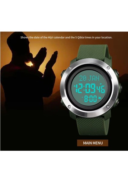 Skmei 1728 Ezan Kıble Göstergeli Dijital Kol Saati