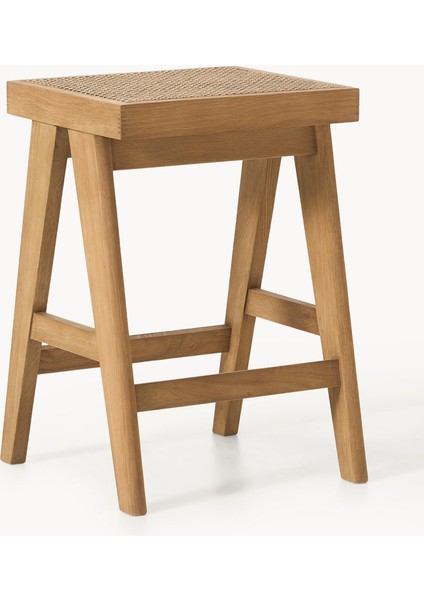 Sissi Hasır Tezgah Taburesi: Pierre Jeanneret Esintili, Koyu Ahşap, El Yapımı