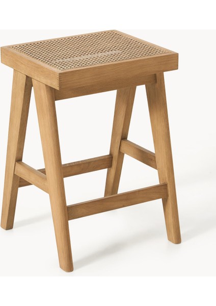 Sissi Hasır Tezgah Taburesi: Pierre Jeanneret Esintili, Koyu Ahşap, El Yapımı