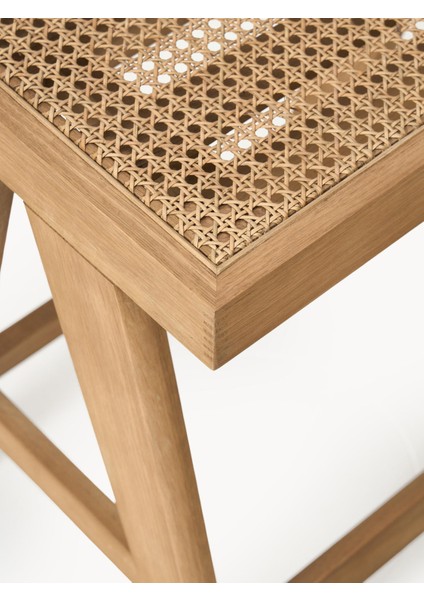 Sissi Hasır Tezgah Taburesi: Pierre Jeanneret Esintili, Koyu Ahşap, El Yapımı