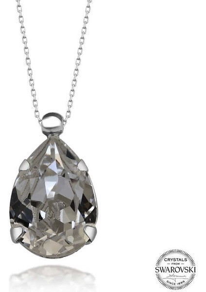 Swarovski Crystal Taşlı Damla Gümüş Kadın Kolye