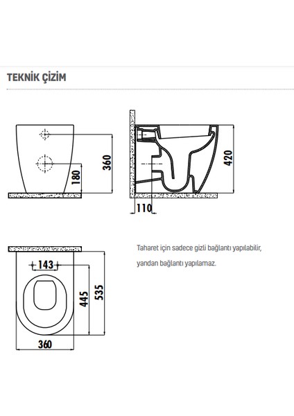 FE350 Free Duvara Dayalı Tek Klozet ve Yavaş Kapanan Kapak fırsatları