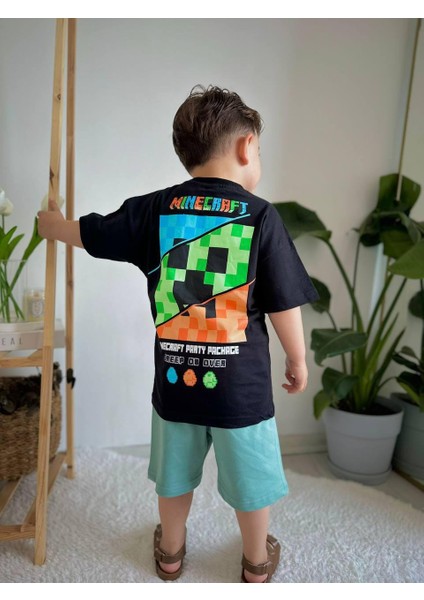 Minecraft Mükemmel Kaliteli Baskı Erkek Çocuk Alt Üst Takım