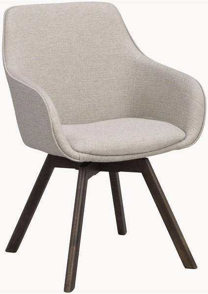 Alison Döner Koltuk Seti (2 Adet): Krem Beyaz, Koyu Ahşap Ayaklı