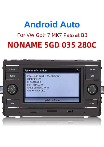 Volkswagen Rcd 330 Dokunmatik Multimedya Ünitesi – Carplay / Android Auto Destekli – Golf 7-7.5 / Passat B8 Uyumlu